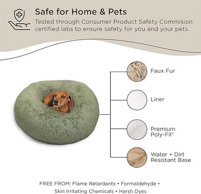 Best Friends by Sheri The Original Calming Donut Cat and Dog Bed in Shag Fur Sage 23"