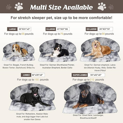 Syalife Shaggy Plush Calming Dog Couch Bed Pet Protector Cover(55"x43"x8", Grey/White)
