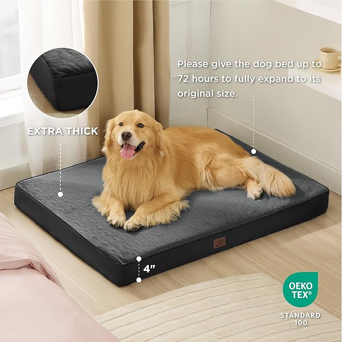 Bedsure Orthopedic Dog Bed for Extra Large Dogs 2-Layer Thick (44x32x4 Inches),