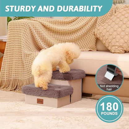 C0ZY KISS Dog Storage Stairs for Bed 21" H 39.7x13x21.2in, Brown, 5 Tiers
