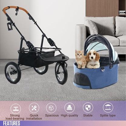 626W Upgradede Dog Stroller for Medium Dog Rope,3in1 Cat 3 Wheels