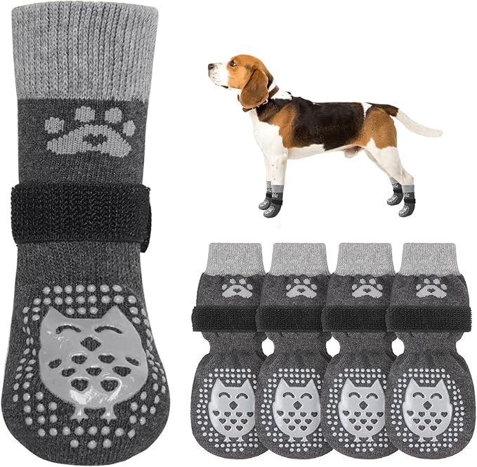 SCENEREAL Dog Socks to Prevent Licking Paws for Hardwood Floors Anti Slip