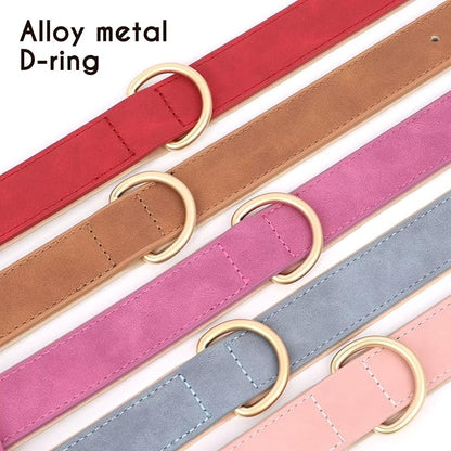 Didog Soft Padded Leather Dog Collar, Adjustable Dog Collars for Medium Dogs, Heavy Duty Medium Dog Collar Leather with Metal Buckle and D Ring,Red,M