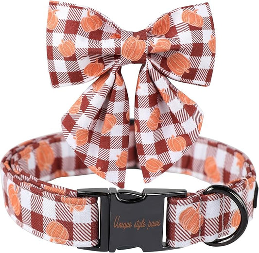 Unique Style Paws Cotton Dog Collar with Bow
