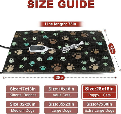 Puppy Heating Pad 28x18 in Pet Heating Pad for Dogs，Waterproof Outer Skin and Smart Thermostat Switch