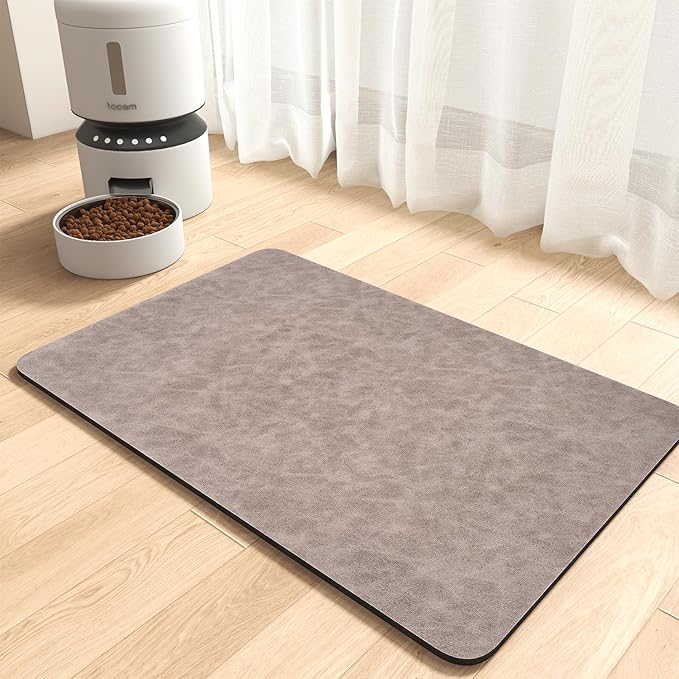 MontVoo-Absorbent Pet Feeding Mat-No Stains Dog Mat for Food and Water Bowl-Quick Dry Dog Cat & Dog Food Mat Water Dispenser Mat-Pet Supplies Mat-Dog Water Bowl Mat for Messy Drinker (12"x19"
