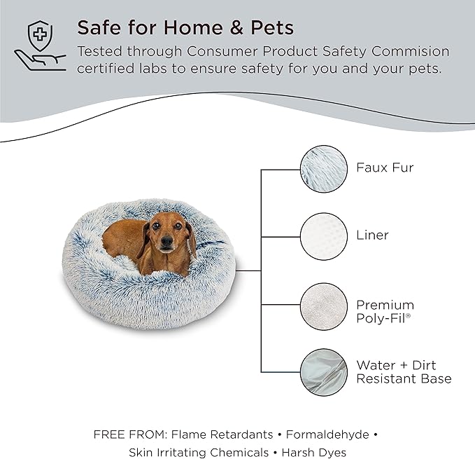 Best Friends by Sheri The Original Calming Donut Cat and Dog Bed in Shag Fur Denim 23"