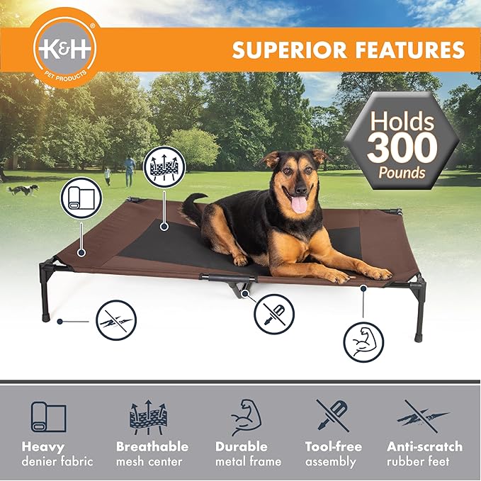 K&H Pet Products Dog Cots Beds for Large Dog- Elevated Outdoor Dog Cot Bed- Raised Dog Hammock Cooling Bed- Washable