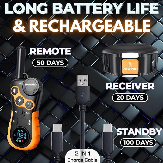 Dog Shock Collar with Remote 4-Mile Range, 124 Training 4 Modes,