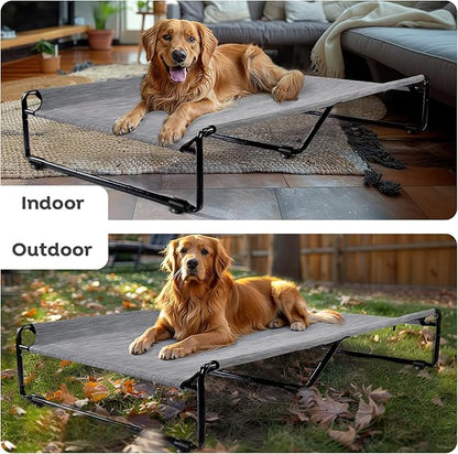 Veehoo Large Elevated Dog Bed with Flannel Dog Blanket CWC2201B