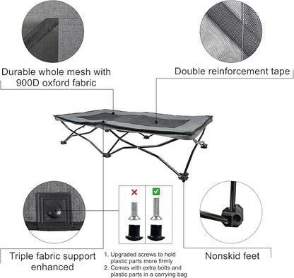 Folding Outdoor Raised Elevated Cooling Dog Cot Beds for Large Dogs 47 Inches
