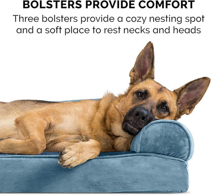 Furhaven Memory Foam Dog Bed for Medium/Small Dogs w/ Removable Bolsters & Washable Cover 35 lbs