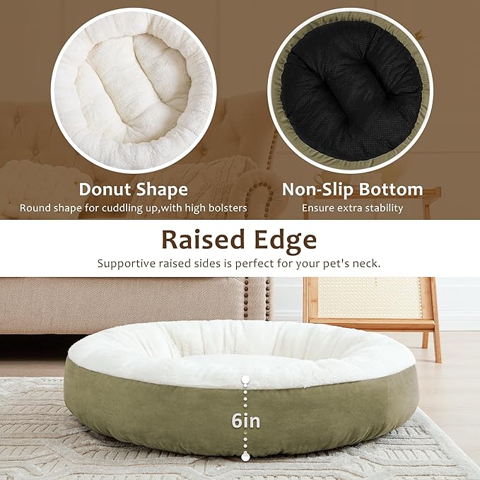Love's cabin Round Donut Cat and Dog Cushion Bed 20in Pet