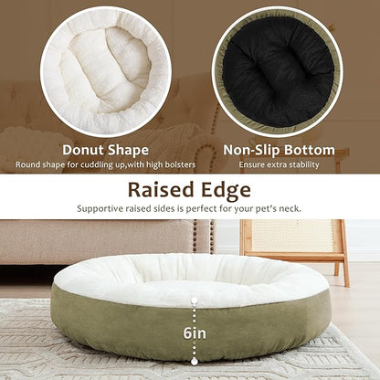 Love's cabin Round Donut Cat and Dog Cushion Bed 20in Pet