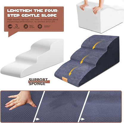 Topmart High Density Extended Foam Dog Ramp&Steps 3 Tiers 15.7" High,Non-Slip