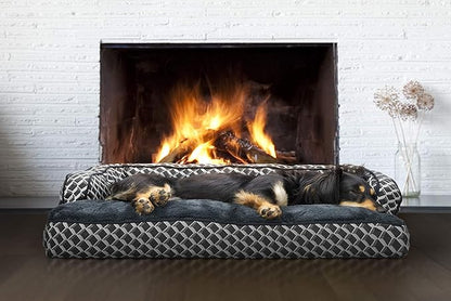 Furhaven Pillow Dog Bed for Medium/Small Dogs w/ Removable Bolsters & Washable Cover
