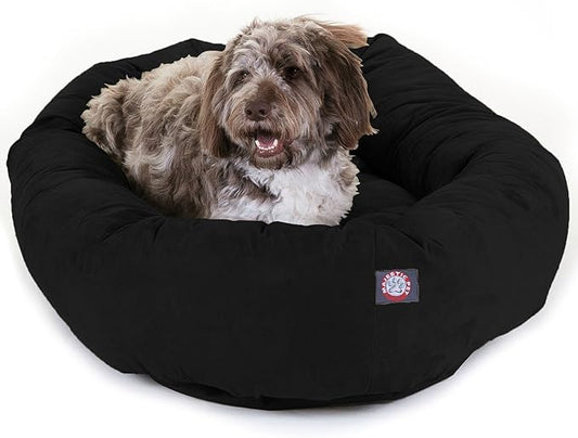 Majestic Pet 52 Inch Suede Calming Dog Bed Washable – Cozy Soft Round Dog Bed with Spine Support for Dogs to Rest their Head 52x35x11 (Inch)
