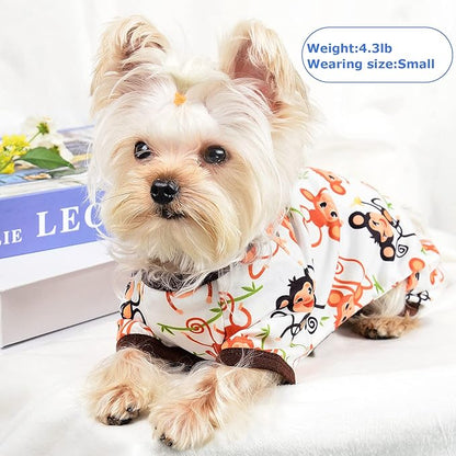 Dog Pajamas for Small Dogs Dog Summer Clothes Soft Dog Pjs Puppy Onesies Outfits Shirts Sleeper for Pet Cats Jammies, Small