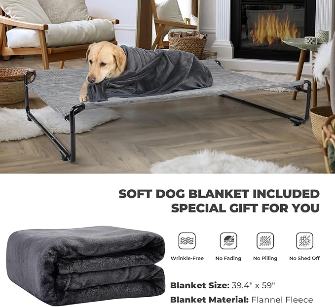 Veehoo Medium Elevated Dog Bed with Flannel Dog Blanket CWC2201B