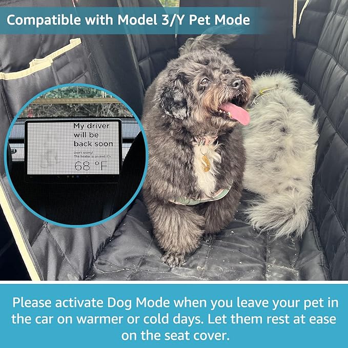 Lassie Dog Hammock for Car 2018-2024 Model 3,Dog Car 4 Headrests 2 Seat 100% Waterproof