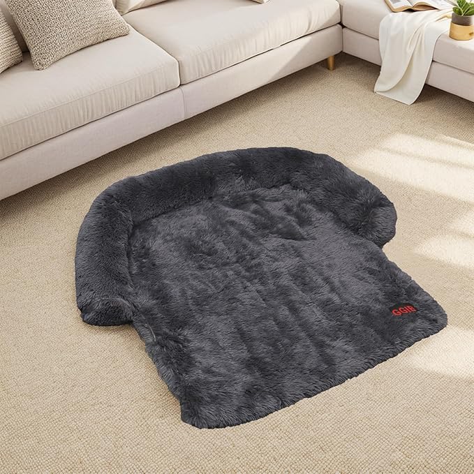 Calming Dog Bed Fluffy Plush Dog Mat for Furniture Protector with Removable Washable Cover for Large Medium Small Dogs and Cats (Small(35x31x5)