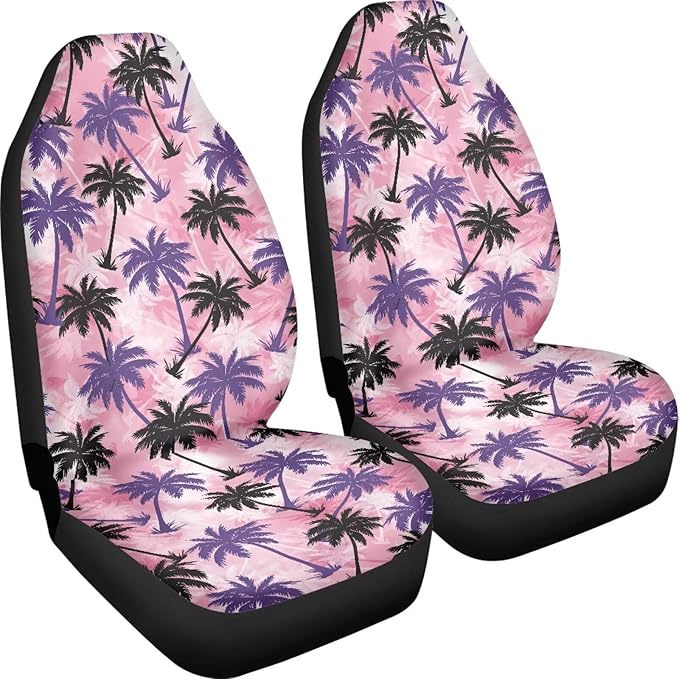 Palm Tree Pink Tie Dye Car Seat Covers Washable Seat Protector for Women Men Air Mesh Cloth Automotive Vehicle Seat Covers for Cars Interior for Cars