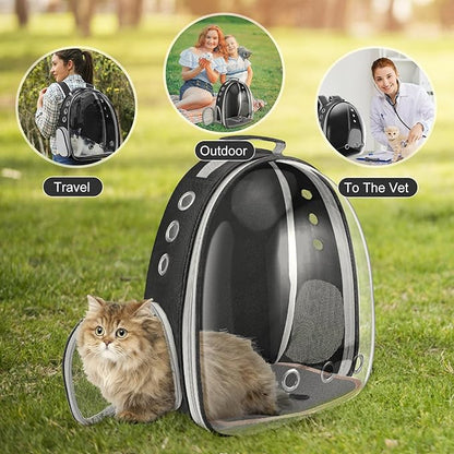 Cat Carrier Backpack Portable Pet Travel Solution Pet Carrier Dog Carrier Backpack Bag Space Capsule for Small Medium Cat Puppy Dog Travel Hiking Walking Camping Up to 17Lb (Black)