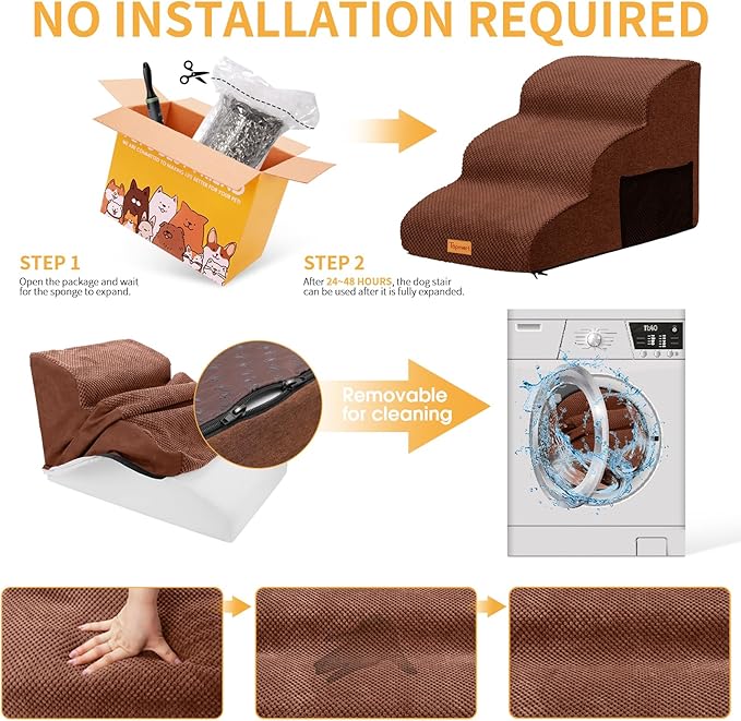 Topmart 3 Tiers Foam Dog Ramps/Steps 1 Pet