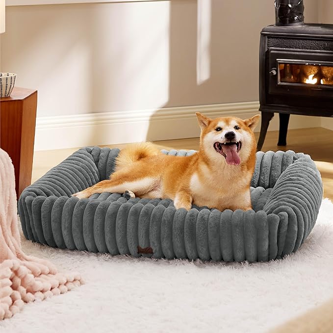 Bedsure Cute Dog Bed for Large Dogs 36x27x8inches, Warm