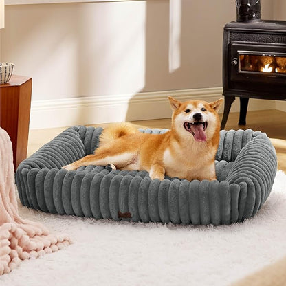 Bedsure Cute Dog Bed for Large Dogs 36x27x8inches, Warm