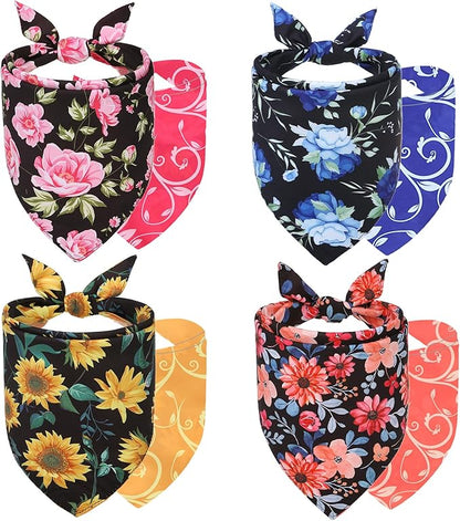 SCENEREAL Summer Dog Bandanas Bulk 4 Pack for Small Medium Large Dogs