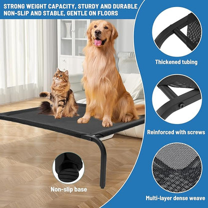 Elevated Raised Cooling Cots Bed for Large Dogs Black,43 inches