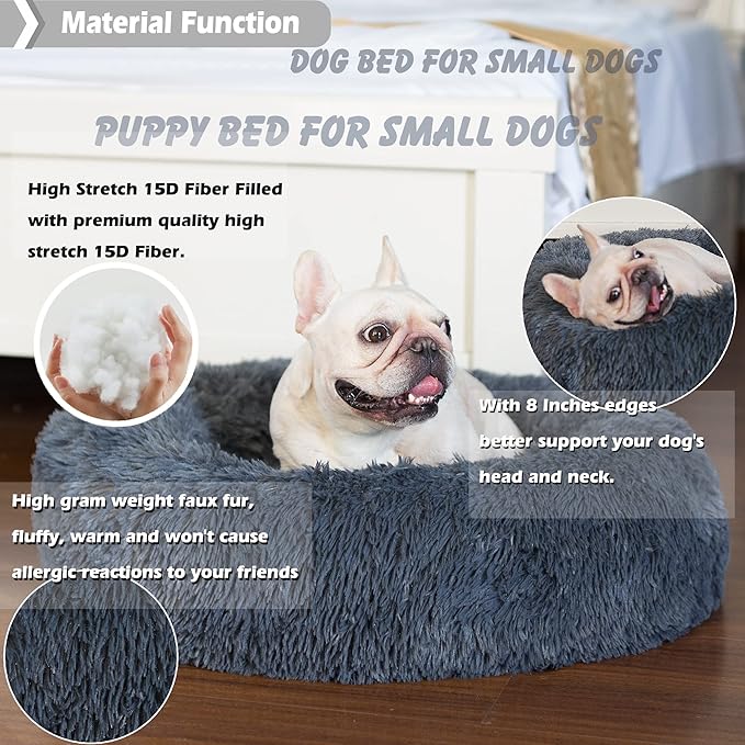 Puppy Bed for Calming Dog 23 Inches Dark 15 lbs