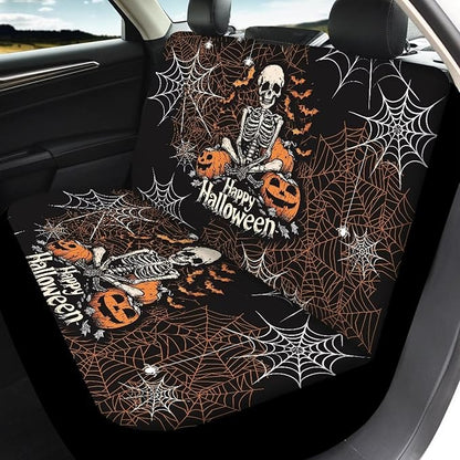 Halloween Skeleton Vehicle Seat Covers Set Front Back 4 Travel