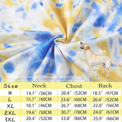 Dog Tie dye Sleeveless T Shirt Yellow Blue Printed Dogs Vest Shirt Pajamas Breathable Stretchy Summer Clothes for Extra large Dog Boys Girls（2X-Large,Yellow）