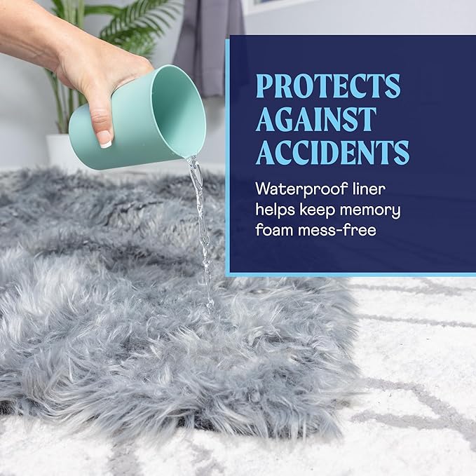 PupRug Orthopedic Dog Bed for Large Dogs with Fluffy Soft Faux Fur and Memory Foam for Joint Pain Relief