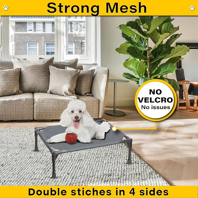 Elevated Dog Bed Raised Dog Bed Cot Bed Small Medium Large Dogs Outdoor Cooling Dog Bed Pet Cat Bed Breathable Mesh Washable (Small 22''L x 17''W)