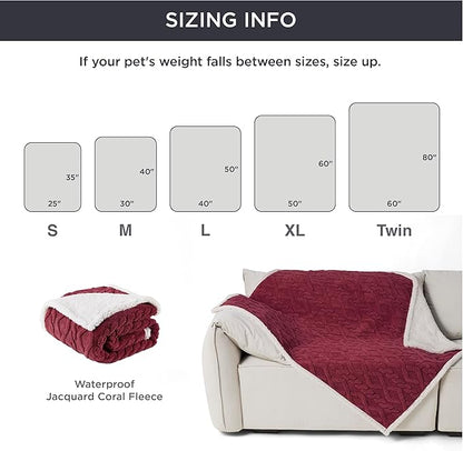 Bedsure Waterproof Dog Blankets for Small Dogs 25"x35", Burgundy