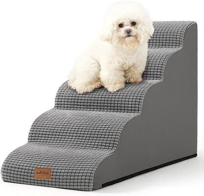 Dog Stairs for High Bed 23" H 15.7x33x22.6in, Light 5 Tiers