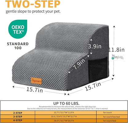 Topmart High Density Foam Pet Steps 2 Tiers 11.8" High,Non-Slip