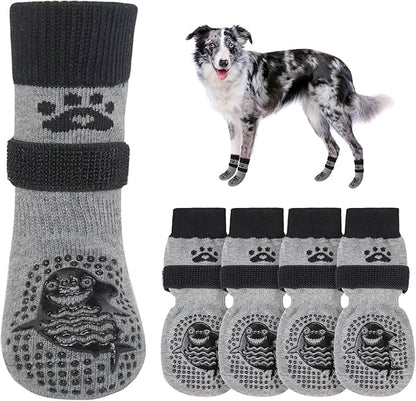 SCENEREAL Dog Socks to Prevent Licking Paws for Hardwood Floors Anti Slip