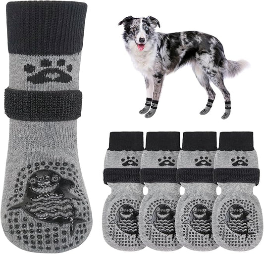 SCENEREAL Dog Socks to Prevent Licking Paws for Hardwood Floors Anti Slip