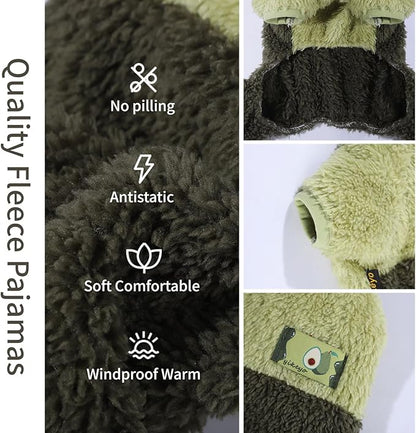 Dog Pjs for Small Dogs Chihuahua Yorkie Clothes Fleece Warm Puppy Pajamas Sweater Onesie Pink Pet Clothes Outfit Apparel (Green