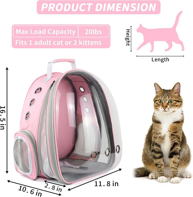 Cat Backpack Carrier,Expandable Pet Bubble Backpack Airline Approved, Pet Travel Carrying Bag for Small Medium Cats and Puppy with Hiking Walking Outdoor Use