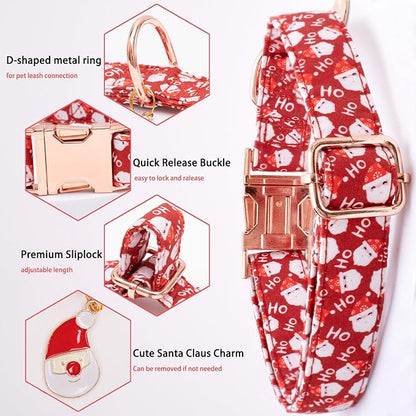Faygarsle Red Dog Collar Christmas Design with Bow