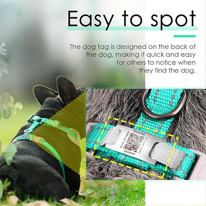 ThinkPet Reflective Breathable Soft Air Mesh with QR Code Dog Tag Puppy Choke Free Over Head Vest Harness for Puppy Small Medium Dogs and Cats X-Small Teal