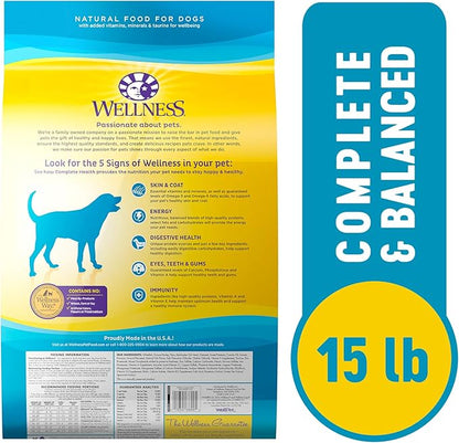 Wellness Complete Health Dry Dog Food with Grains, Natural Ingredients, Made in USA with Real Meat, All Breeds, For Adult Dogs (Whitefish & Sweet Potato, 15-Pound Bag)