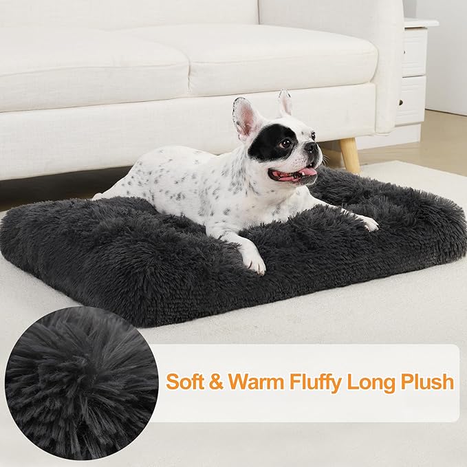 KSIIA Dog Crate Bed Washable Dog Beds for Small Dogs Deluxe Plush Fluffy Comfy Thick Kennel Pad Anti-Slip & Anti-Scratch Pet Sleeping Mat 23 x 18 Inch,