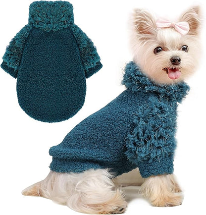 Dog Sweaters for Small Dogs Girl Boy Winter Puppy Sweater Clothes Fleece Warm Pet Outfit for Chihuahua Yorkie Teacup Cute Plain Cold Weather Dog Coat Cat Apparel Clothing (Small
