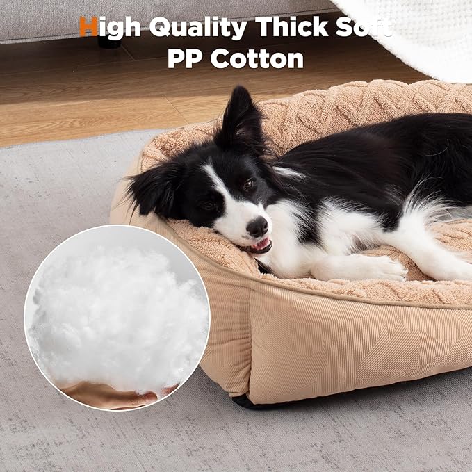 GASUR Rectangle Dog Bed for Large Dogs (35"x 25"x 9"), Black)